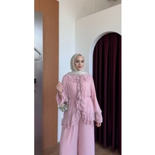 By Esma Eser Fırfır Detay Şifon Takım - Pudra