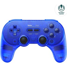 8bitdo Pro 2 Bluetooth Controller Kablosuz Hall Effect Oyun Kolu ,nintendo Switch/switch 2,pc, Android,steam Deck ,apple ,macos, Raspberry Pi Transparan Mavi