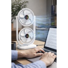 Blackbird Game Center Blic BWFN28 Çift Başlıklı Masaüstü Vantilatör - Şarjlı, 3 Kademeli Taşınabilir Soğutucu Fan