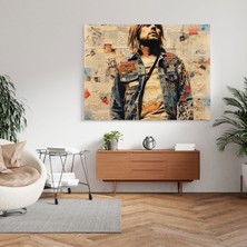 Popcas Kurt Cobain Temalı Dekoratif Cam Tablo