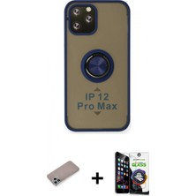 Marsilyan™- iPhone 12 Pro Max Kılıf Yörünge Çizgi - Şeffaf Temperli Cam Ekran Koruyucu + Shine Kamera Lens Koruma Cam - Sabe