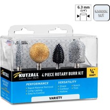 Kutzall 14VKIT01 Karışık Ahşap Törpü Seti 4 Parça (Sap: 6.3mm)