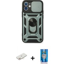 Pileli Store Pilelistore™ iPhone 12 Mini Kılıf Ahenk Klasik - Şeffaf Royal Nano Ekran Koruyucu + Renkli Kamera Lens Koruma Cam - Yl