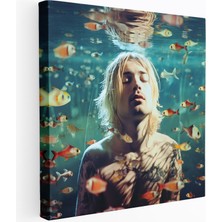 Popcas Müzik Temalı Gerçeküstü Kurt Cobain Dekoratif Cam Tablo