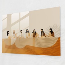Popcas Isa'nın Son Akşam Yemeği Temalı Dekoratif Cam Tablo - Minimalist Stil ile Tasarlandı