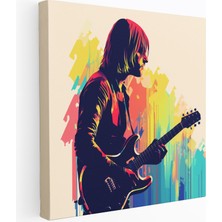 Popcas Kurt Cobain Silueti Temalı Temperli Cam Tablo - Minimalist Müzik Tasarımı