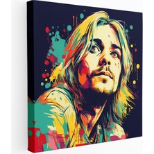 Popcas Kurt Cobain Temalı Dekoratif Cam Tablo - Çizgi Roman Tarzı Modern Sanat
