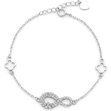 Servi 925 Ayar Gümüş Infinity Clover Bileklik