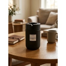 Viya Home Qlüx Mat Siyah Araç ve Masaüstü Küllük - Koku Önleyici Kapaklı Küllük 660CC 15 cm x 8 cm