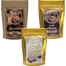 Kahve Dükkanı 1X100 gr Orta Kavrulmuş Türk Kahvesi 1X100 gr Sıcak Çikolata 1X100 gr Beyaz Çikolata