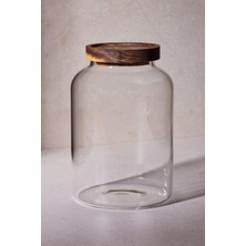 Perotti Manyas Borosilikat Cam Çok Amaçlı Akasya Kapaklı Kiler Kavanoz 1900 ml