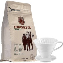 Endonezya Sumatra Filtre Kahve 200GR + Kahve Dükkanı Epinox V60 Dripper Seramik Beyaz