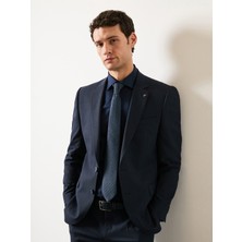 Cacharel Erkek Lacivert Slim Fit Pamuklu Yarım Italyan Yaka Basic Gömlek 50311490-VR033