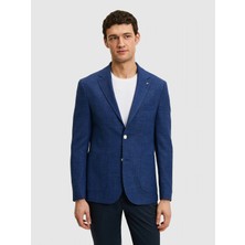 Cacharel Mavi Slim Fit Keten Karışımlı Ceket 50264777 VR028