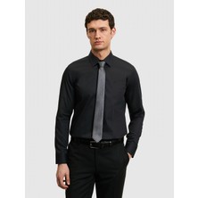 Cacharel Erkek Siyah Slim Fit Pamuk Klasik Gömlek 50285570-VR046