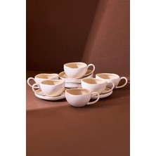 Perotti Roma Beige 12 Parça 6 Kişilik Porselen Kahve Fincanı Takımı 120 ml