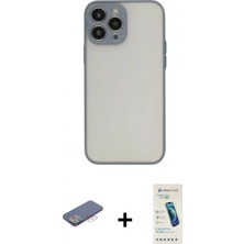 Pileli Store Pilelistore™ iPhone 13 Pro Max Kılıf Ahenk Çizgi Serisi - Şeffaf Pasifik Cam Ekran Koruyucu + Renkli Kamera Lens Koruma Cam - Mı