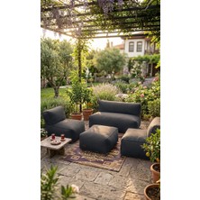 Patara Home Velvet Serisi Armut Bahçe Mobilyası, Balkon Takımı Su Geçirmez Kumaş 2+1+1 + Puf