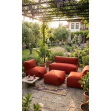 Patara Home Velvet Serisi Armut Bahçe Mobilyası, Balkon Takımı Su Geçirmez Kumaş 2+1+1 + Puf