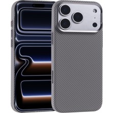 No 7 Tech iPhone 17 Pro Kılıf M-Safe Şarj Özellikli Karbon Fiber Görünümlü Zore Nekst Kapak - Gümüş