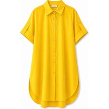 HANIQA Oversize Kısa Kollu Uzun Basic Gömlek