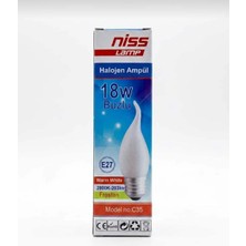Niss 2' Li 18W E27 Buzlu Halojen Kıvrık Mum Ampul
