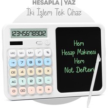Telvesse LCD Ekran Yazı Tahtalı Hesap Makinesi 12 Haneli Tabletli Hesap Makinesi Beyaz