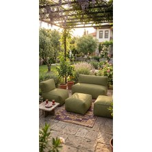 Patara Home Velvet Serisi Armut Bahçe Mobilyası, Balkon Takımı Su Geçirmez Kumaş 2+1+1 + Puf