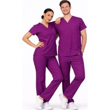Başaran Uniforma Tek Üst Unisex Vişne Likralı Hemşire / Doktor Forması Scrubs