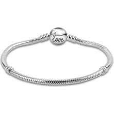Fubena Moments Yuvarlak Love Sallantılı Gümüş Bileklik Charm Taşıyıcı