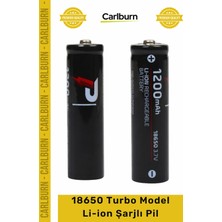 Carlburn #pil Orijinal 37 V 1200 Mah Şarj Edilebilir 18650 Turbo Model Liion Şarjlı Pillü USB Şarj Edil