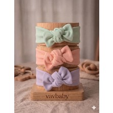 Vavbaby Kız Bebek 3’lü Ribana Fiyonklu Bandana Seti - Mor