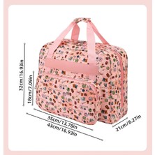 İğne İzi Dikiş Makinesi Taşıma Çantası Pembe Desenli– Trolley Pocketli - Dayanıklı Dikiş ve Örgü Organizer Çantası – Seyahat ve Ev Için