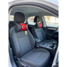 Yerli Boyun Yastığı Deri Kapitoneli Türk Bayrağı 2 Adet