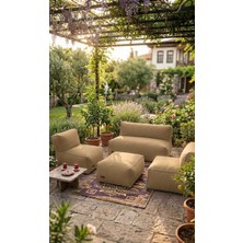 Patara Home Velvet Serisi Armut Bahçe Mobilyası, Balkon Takımı Su Geçirmez Kumaş 2+1+1 + Puf