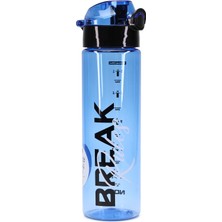 Telvesse Su Matarası Tritan Geniş Ağız Su Şişesi Break Rules Spor Matarası Suluğu Bpasız 630 ml Mavi 0102