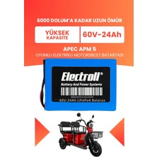 Electroll Apec Apm 5 Batarya (Yüksek Kapasite) Lifepo4 60V 24AH Elektrikli Motosiklet Bataryası