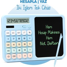Telvesse LCD Ekran Yazı Tahtalı Hesap Makinesi 12 Haneli Tabletli Hesap Makinesi Pastel Mavi