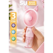 Telvesse Buhar Üflemeli 3 Modlu Şarjlı El Fanı Seyahat Masaüstü Vantilatör Taşınabilir Mini Fan Pembe F830