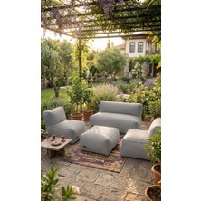 Patara Home Velvet Serisi Armut Bahçe Mobilyası, Balkon Takımı Su Geçirmez Kumaş 2+1+1 + Puf