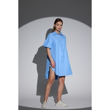 HANIQA Oversize Kısa Kollu Uzun Basic Gömlek
