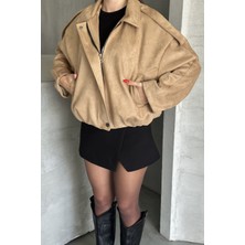 Moda Armanc Kadın Oversize Süet Bomber Ceket