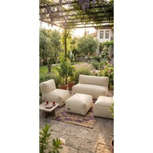 Patara Home Velvet Serisi Armut Bahçe Mobilyası, Balkon Takımı Su Geçirmez Kumaş 2+1+1 + Puf