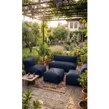 Patara Home Velvet Serisi Armut Bahçe Mobilyası, Balkon Takımı Su Geçirmez Kumaş 2+1+1 + Puf