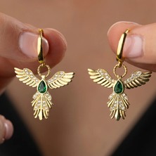 Gumush Gümüş Anka Kuşu Figürlü Gold Kadın Küpe