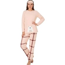 Kandilli Zirve Kadın Pudra Kışlık Polar Uzun Pijama Takımı 2272