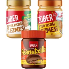 Züber Peanutzilla 315g + Original Yer Fıstığı Ezmesi (Bal İlaveli) 315g + %100 Yer Fıstığı Ezmesi 315g