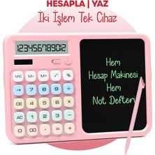 Telvesse LCD Ekran Yazı Tahtalı Hesap Makinesi 12 Haneli Tabletli Hesap Makinesi Pastel Pembe