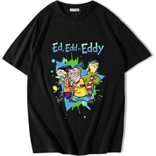 Brz Collection Unisex Oversize Ed, Edd N Eddy T-Shirt Siyah