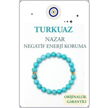 Orenda Design Turkuaz Doğal Taş Bileklik – Nazar ve Negatif Enerjiye Karşı Koruma, Stres Azaltma